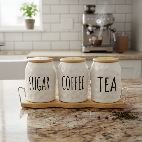 Porcelain Spice Jar Set - 3 Pcs